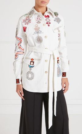 Temperley London Diamantine Shirt Jacket in Cream at Nordstrom, Size Medium