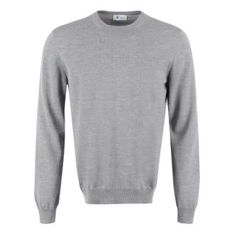 THE (ALPHABET) Truien & Vesten, Heren, Grijs, S, Wol, Wollen trui met ronde hals