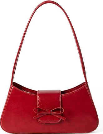 Generic Womens Sweet Bow Shoulder Bag - PU Leather Retro Underarm Bag, Zipper Closure Clutch Purse, Mini Crescent Y2K Dumpling Tote for Work & Holiday Gifts (