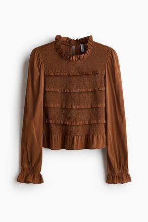 H&M Bluse mit Smokpartien - Beige