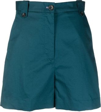 Paul Smith hight-waist mini shorts - women - Cotton/Elastane - 38 - Blue