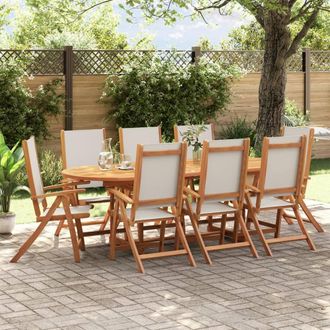 Berkfield Home 9 Piece Garden Dining Set Solid Wood Acacia & Textilene in Brown