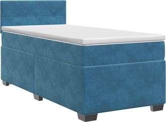 vidaXL Letto Box Spring Con Materasso Blu Scuro 90 X 200 Cm Velluto Vidaxl