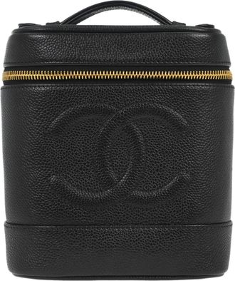 Chanel Vintage Timeless Cosmetic Case Caviar Black Leather Handbag (Pre-Owned)