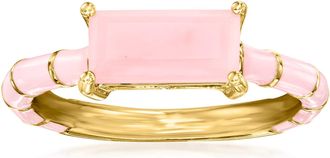 Ross-Simons Pink Opal and Pink Enamel Ring in 18kt Gold Over Sterling