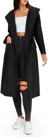 Belle & Bloom Runaway Wool Blend Robe Coat in Black at Nordstrom Rack, Size X-Small