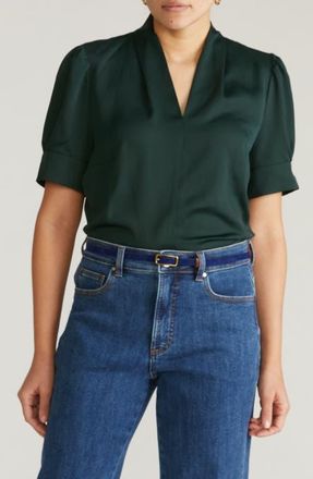 Universal Standard Beatrice Pebble Georgette Top in Scarab Green at Nordstrom, Size Xs