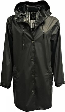 Etage Denmark Zwarte Regenjas Parka Klassieke Stijl - Dames - Parka Jassen - Zwart - L - Jassen