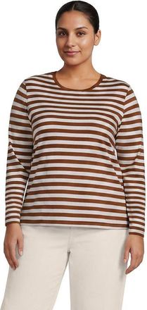 Lands End Supima Cotton Long Sleeve Crewneck T-Shirt in Rich Ginger Even Stripe at Nordstrom, Size 3X