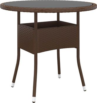 vidaXL Tavolo Giardino &Oslash;80x75 Cm Vetro Temperato E Polyrattan Marrone - Vidaxl