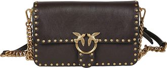 Pinko Love One Slouchy Studded Calfskin Shoulder Bag