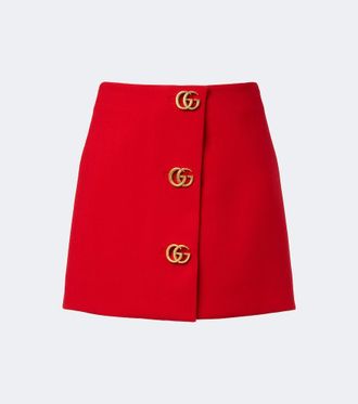 Gucci Double G wool cr&ecirc;pe miniskirt