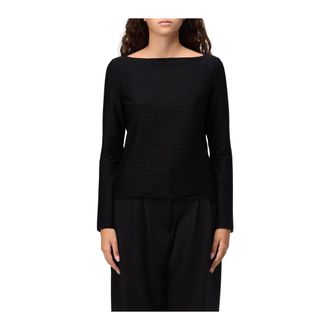 Emporio Armani Tops, Dames, Zwart, M, Gestructureerde Boothals Top