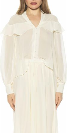 Alexia Admor Solace Ruffle Long Sleeve Button-Up Top in Ivory at Nordstrom Rack, Size X-Large
