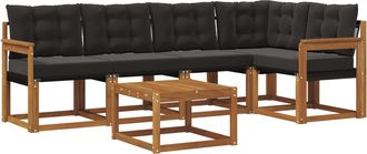 vidaXL Conjunto De Sof&aacute;s De Exterior 6 Uds. Natural Y Negro Vidaxl