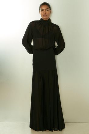 Reiss Womens Black Jersey Gathered Maxi Dress, Size: 10