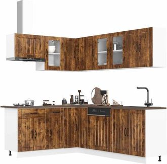 vidaXL Vidaxl - Mueble Cocina Lucca Roble Ahumado 11 Pzas Madera Contrachapada