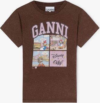 Ganni x Disney Daisy Duck Comic T-shirt Size XXS - Brown