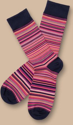 CHARLES TYRWHITT Stripe Socks - Bright Pink Size 10.5-13 by Charles Tyrwhitt
