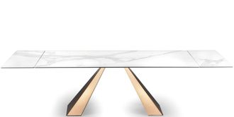 Naos Ausziehbarer Designer Esstisch Delta - Calacatta / Kupfer