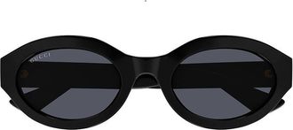 Gucci GG1579S001 Oval Full Rim Sunglasses - Black