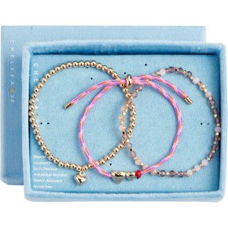 Chelsea28 Assorted 3-Pack Beaded Bracelets in Pink Multi- Gold at Nordstrom