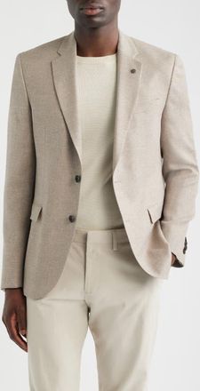 AllSaints Ross Slim Fit Tan M&eacute;lange Textured Wool & Linen Sport Coat at Nordstrom, Size 42Regular