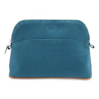 Herm&egrave;s Marine Blue Canvas Pouch (Pre-Owned)