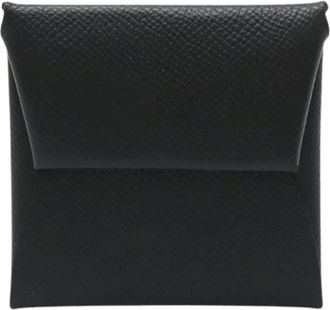 Herm&egrave;s Pre-owned Wallets, female, Black, Size: ONE SIZE Pre-owned Bastia Coin Case Black Leather