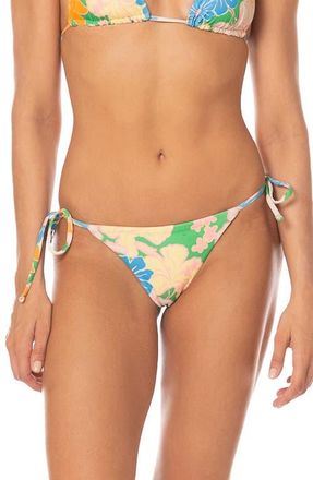 Maaji Tropic Lei Sunning Reversible Side Tie Bikini Bottoms in Open Green at Nordstrom, Size X-Large