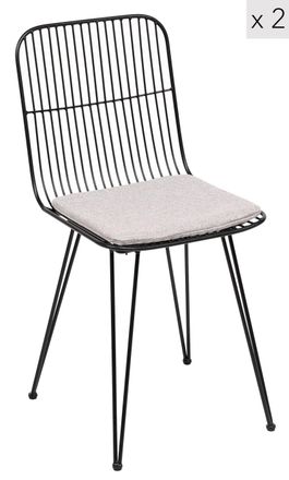 Nordlys Set of 2 Industrial Metal Dining Room Chairs in Grey
