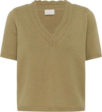Kaffe V-hals Breiwerk - Dames - V-hals truien - Groen - XL - Truien & Vesten
