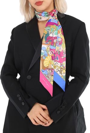 Ferragamo Ladies Multicolor Studio Print Silk Skinny Scarf