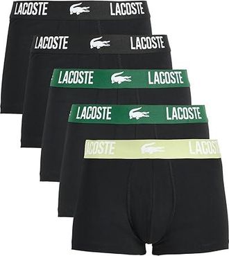 Lacoste 5-Pack Cotton Stretch Trunks Mens Underwear Black/Green : XS (EUR 3), Cotton/Jersey/Polyester