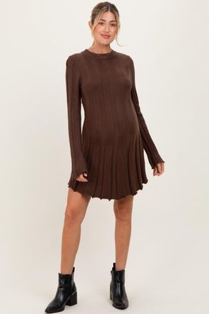 Pinkblush Wide Rib Maternity Mini Dress in Brown at Nordstrom, Size X-Large