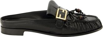 Fendi Baguette Mules - Dames - Slip ons - Zwart - 39 EU - Leer - Schoenen