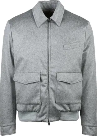 LUIGI BORRELLI NAPOLI Grey Cashmere Aviator Jacket