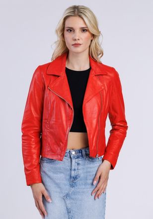 Freaky Nation Lederjacke FREAKY NATION Lederjacke-FN, Damen, Gr. M (38), rot, Oberstoff: 100% Leder; Futter: 100% Baumwolle, normal, Jacken Lederjacke