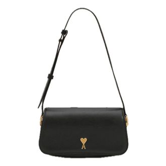Ami Cowhide Leather Paris Shoulder Bag Black ULL719-AL0208-0015