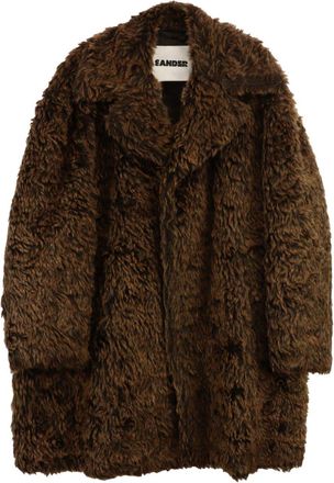 Jil Sander single-breasted faux-fur coat - men - Cotton/Mohair - 52 - Brown