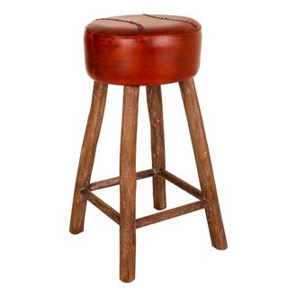 Wanderlust Deco Wanderlust Deco - Taburete De Piel Rojo 41x41x78