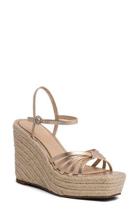 Cinq &agrave; Sept Helen Metallic Espadrille Wedge in Light Gold Metallic at Nordstrom, Size 10Us