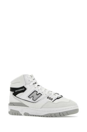New Balance Leather and Suede High-Top Sneaker - White