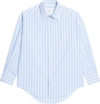 Ami striped cotton shirt - unisex - Cotton - M - Blue