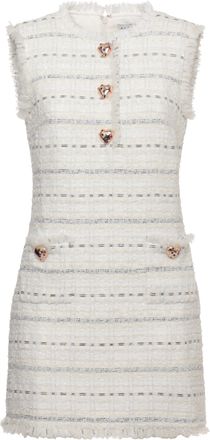 Self Portrait Sleeveless Midi Dress With Fringed Edges And Jewel Accents