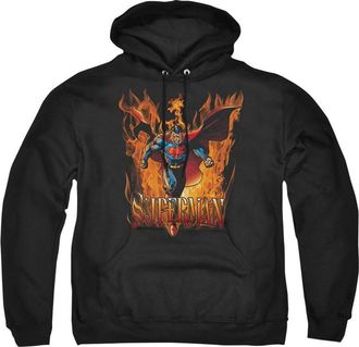 Gildan Superman Through The Fire Adult Pull Over Hoodie / Hooded Sweatshirt