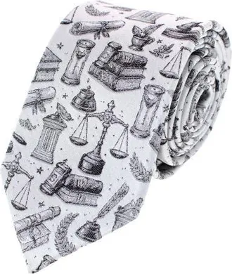 Trafalgar Store Esquire Law Silk Novelty Necktie in Silver at Nordstrom