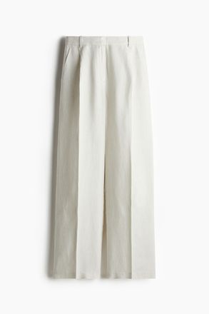 H&M Weite Hose aus Leinenmix - Hellgrau