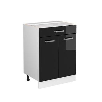 Vicco Mueble Bajo Universal R-line, Negro Brillo Intenso, 60 Cm Con Cajones, Sin Encimera Vicco