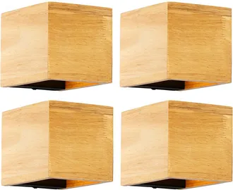 QAZQA R&uacute;stico Set De 4 L&aacute;mparas De Pared Inteligentes Madera De Roble Incl. Wifi G9 - Transfer /acero Cuadrada Adecuado Para Led Max. 1 X 2.5 Watt - Qazqa